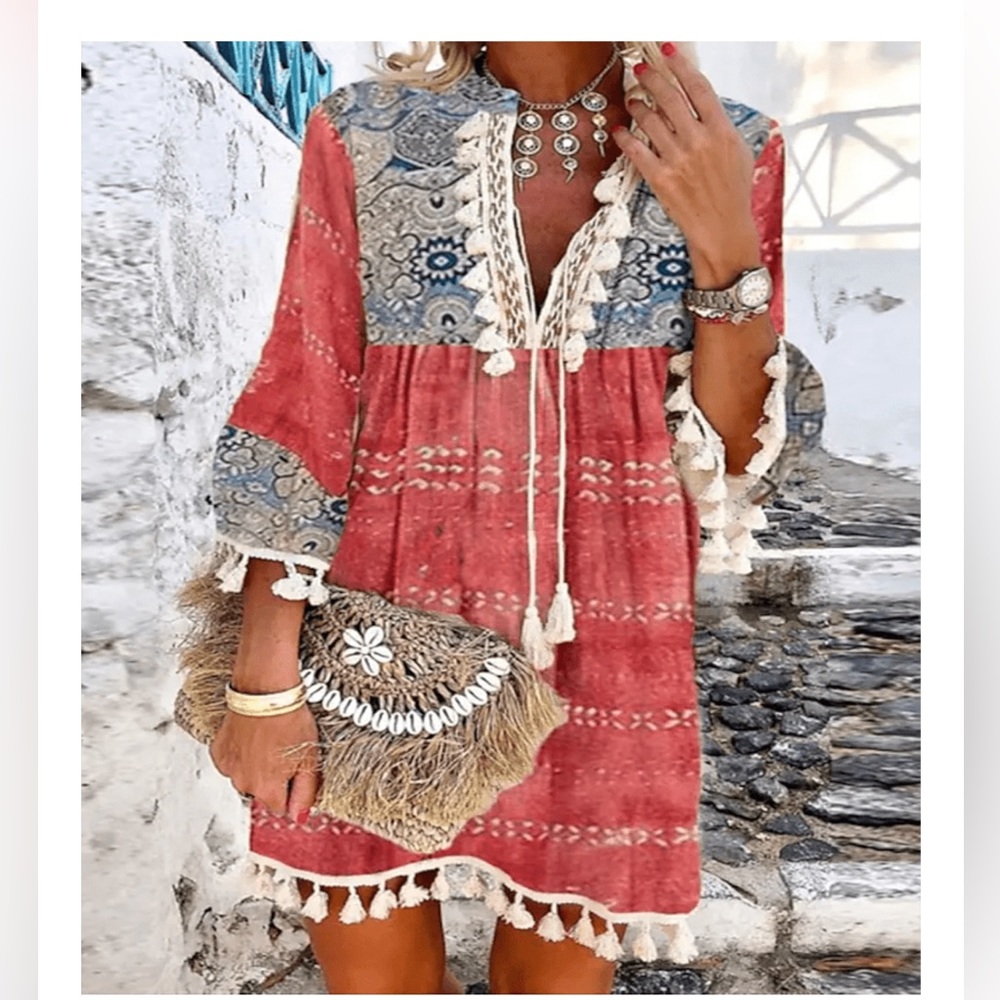 NWT boho printed vacation dress. Size XL